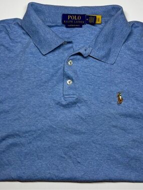 Polo Ralph Lauren Men’s Custom Slim Fit Short Sleeve Polo Shirt Blue Heather
